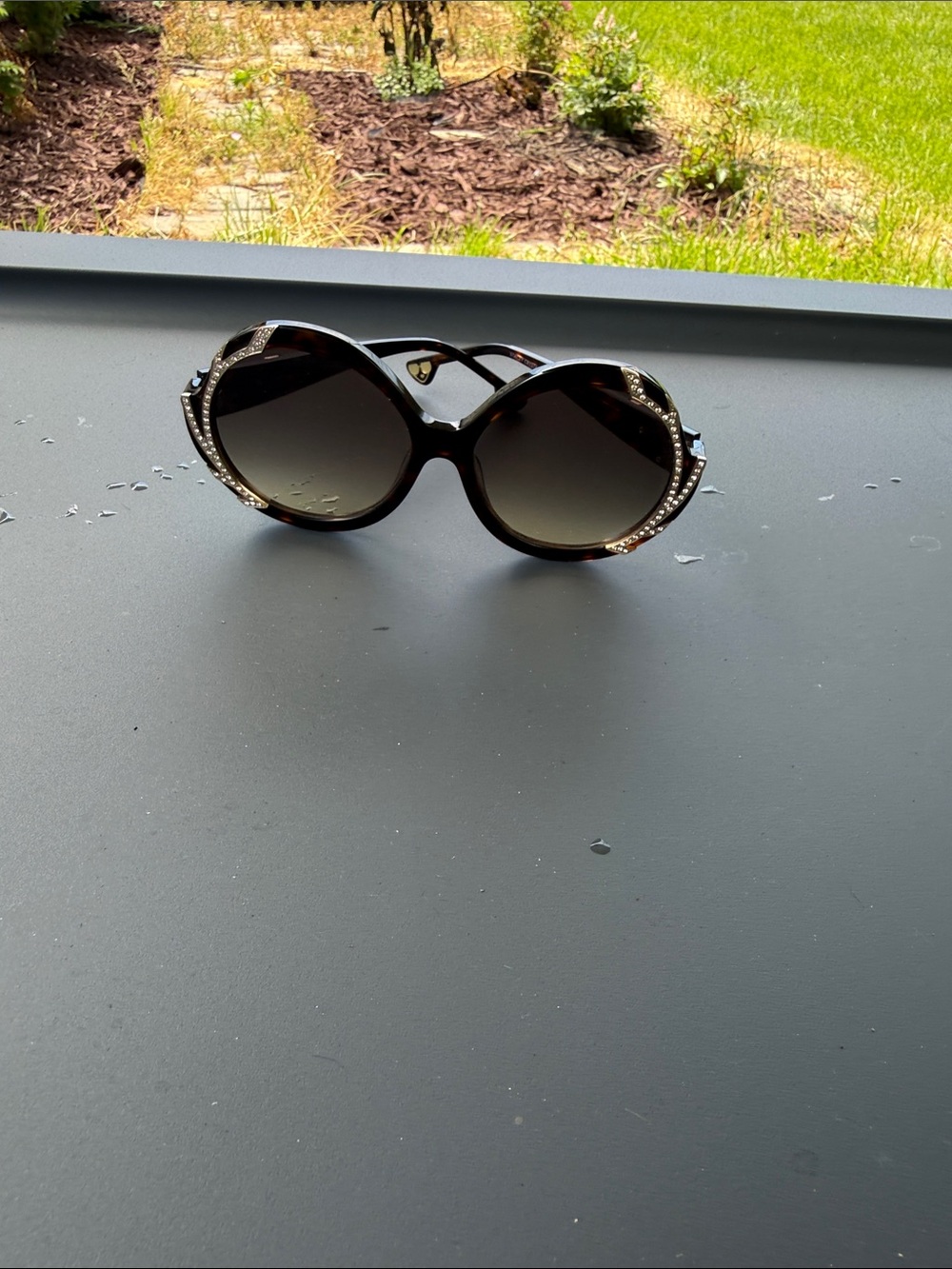 Alice + Olivia Tortoiseshell Sunglasses with Crystal Accents